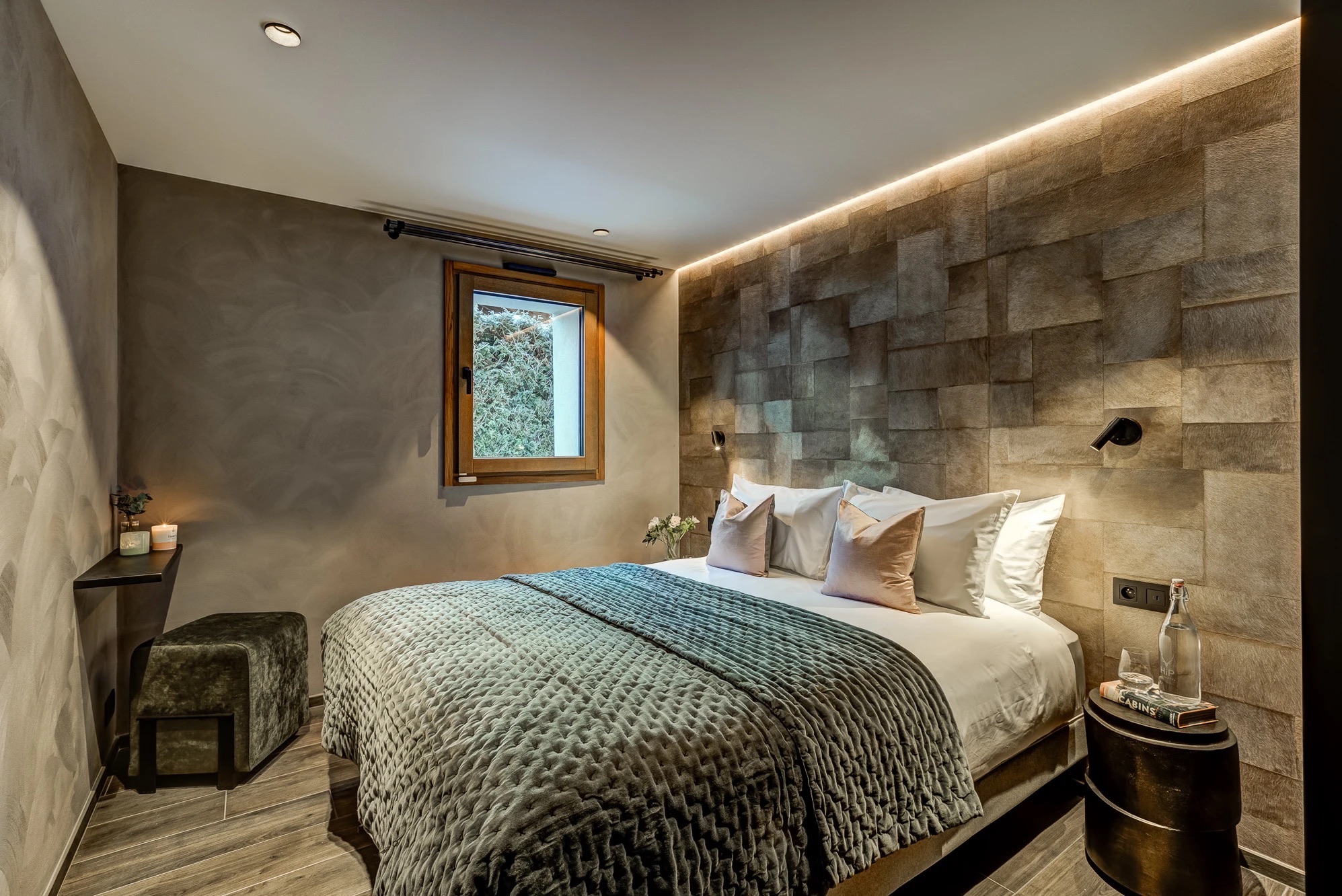 Bedroom 5 with calm tonal styling and views of the mountains